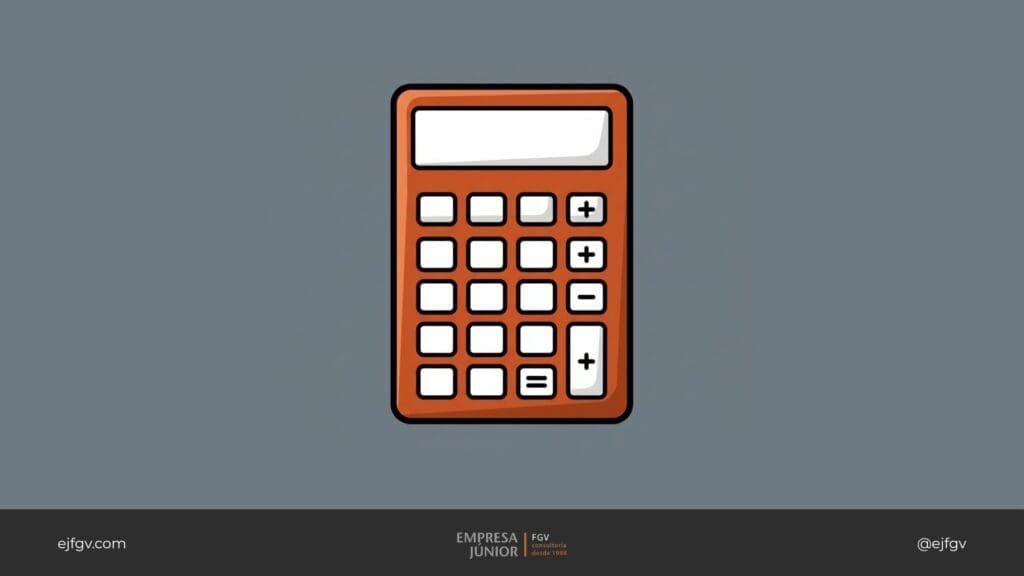 Calculadora laranja ao centro da imagem.
